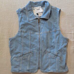 NWT AE Denim Zip Up Utility Vest Sz L